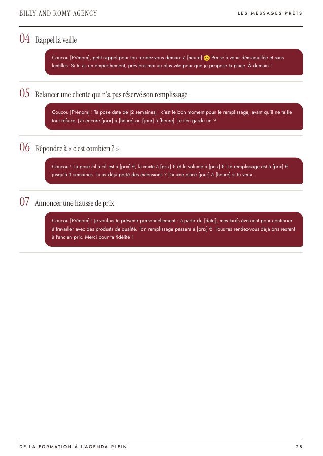 Les messages prêts à copier